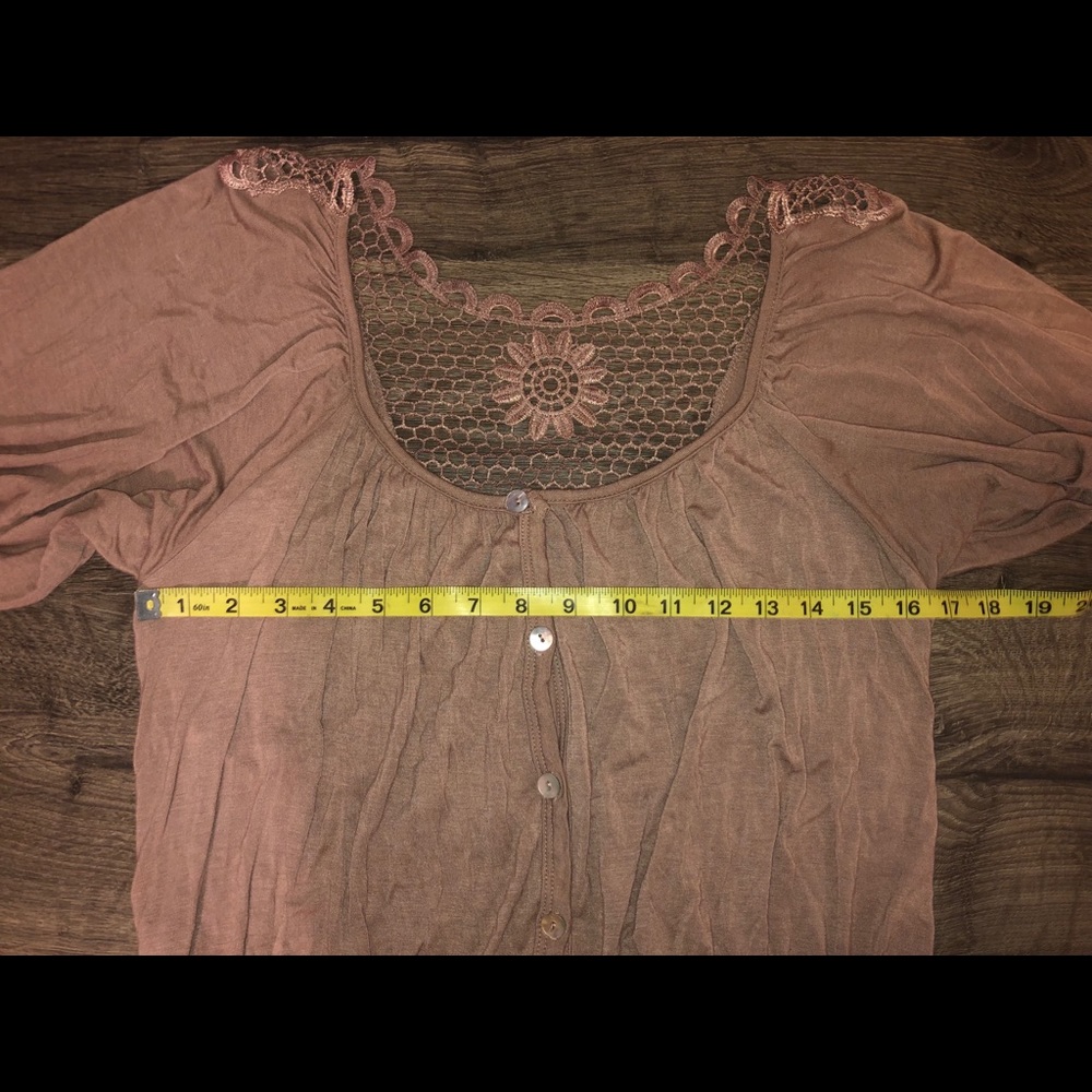 Boho Puff Sleeves Knitted Top Champagne S/M - Picture 5 of 7